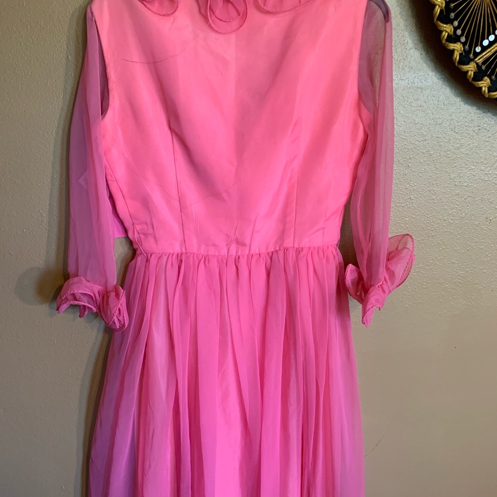 Beautiful Melinda Vintage Pink Chiffon Dress S/M - Picture 2 of 8